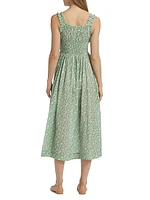 Emmaretta Floral Cotton Tie-Waist Midi Dress