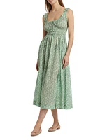 Emmaretta Floral Cotton Tie-Waist Midi Dress
