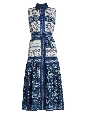 Nya Linen Tie-Waist Maxi Dress