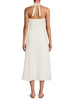 Marie Linen Halterneck Midi-Dress