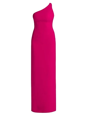Alpes Asymmetric Crepe Column Gown