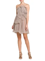 Silk Chiffon Bow Waist Strapless Minidress