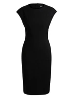 Slim-Fit Dress Virgin Wool with Cap Sleeves