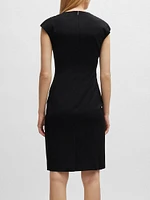Slim-Fit Dress Virgin Wool with Cap Sleeves