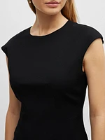 Slim-Fit Dress Virgin Wool with Cap Sleeves