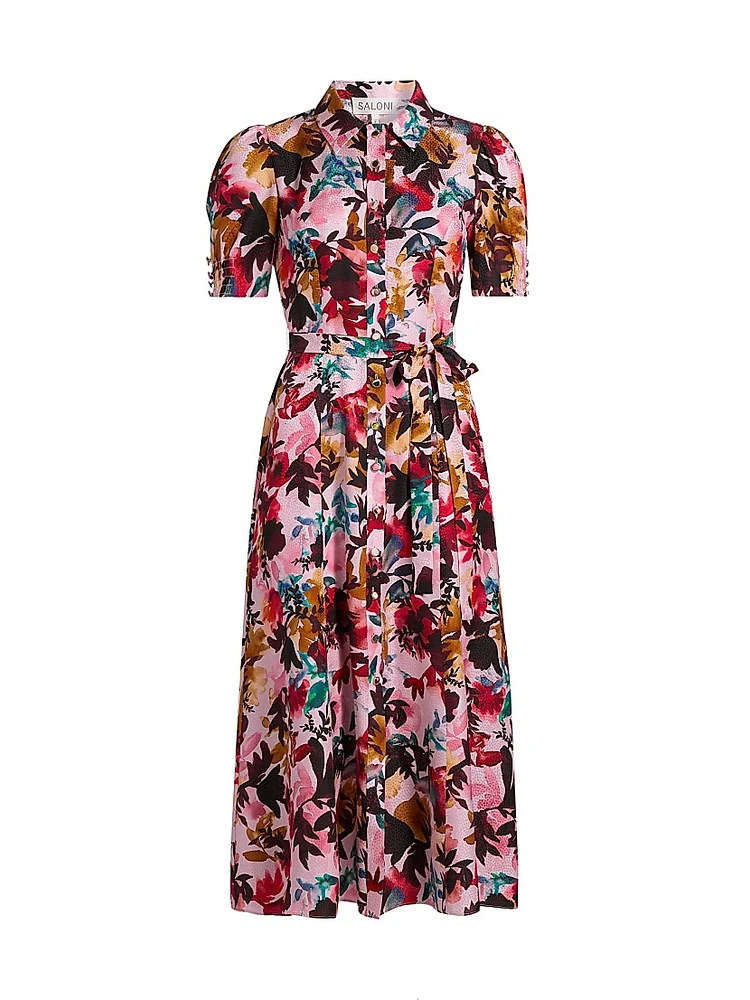 Vanessa Floral Silk Tie-Waist Shirtdress