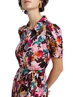 Vanessa Floral Silk Tie-Waist Shirtdress