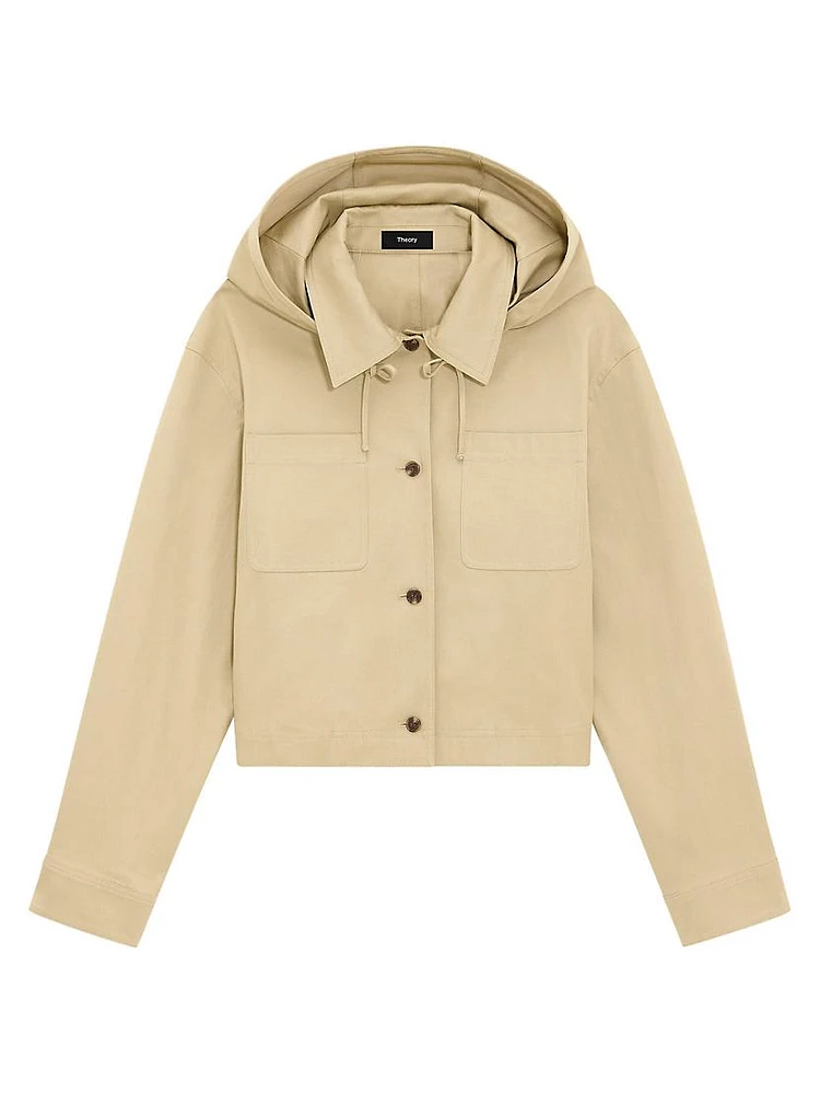 Cotton Hooded Crop Jacket