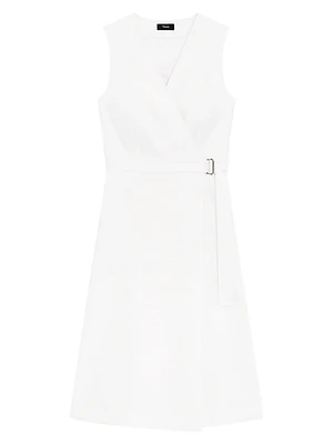 Sleeveless Fit& Flare Wrap Dress