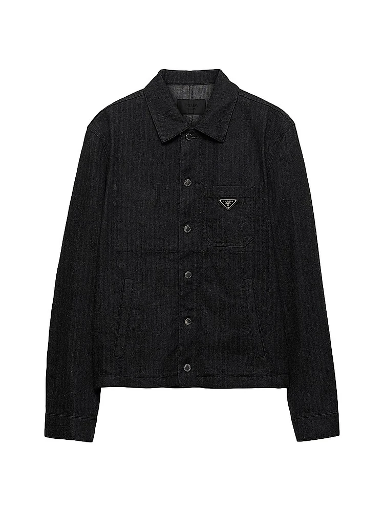 Chevron Denim Blouson Jacket