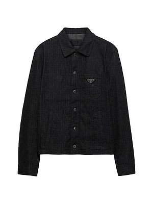 Chevron Denim Blouson Jacket