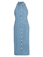 Palmer Washed-Denim Button-Front Midi-Dress