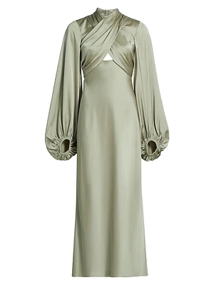 Becca Satin Gathered Maxi Dress