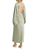 Becca Satin Gathered Maxi Dress