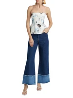 Rosalie Abstract Print Cotton Strapless Top
