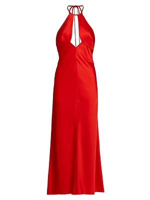 Becca Satin Halterneck Midi-Dress
