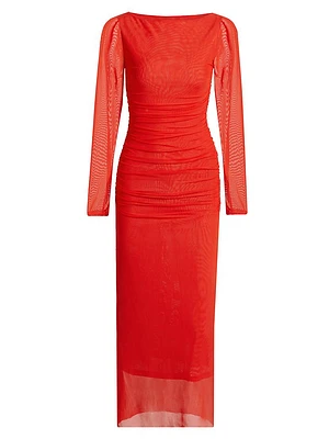 Tillie Stretch Mesh Body-Con Midi-Dress