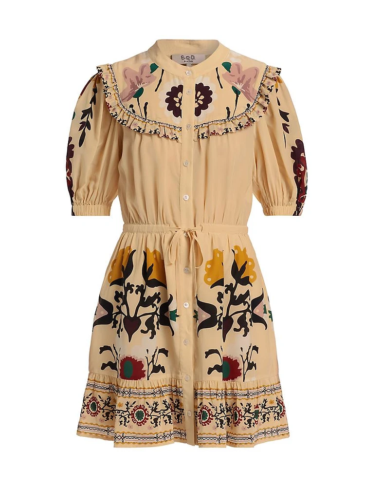 Cassia Print Short-Sleeve Minidress