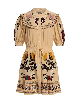 Cassia Print Short-Sleeve Minidress