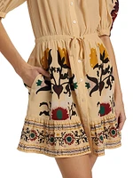 Cassia Print Short-Sleeve Minidress