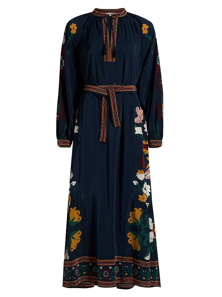 Cassia Print Long-Sleeve Dress