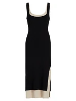 Cotton-Silk Layered Tank Midi-Dress