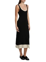Cotton-Silk Layered Tank Midi-Dress