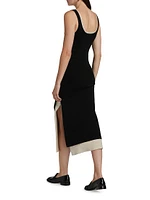 Cotton-Silk Layered Tank Midi-Dress