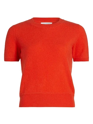 Cashmere Short-Sleeve Crop Sweater