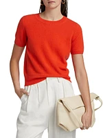 Cashmere Short-Sleeve Crop Sweater