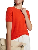 Cashmere Short-Sleeve Crop Sweater