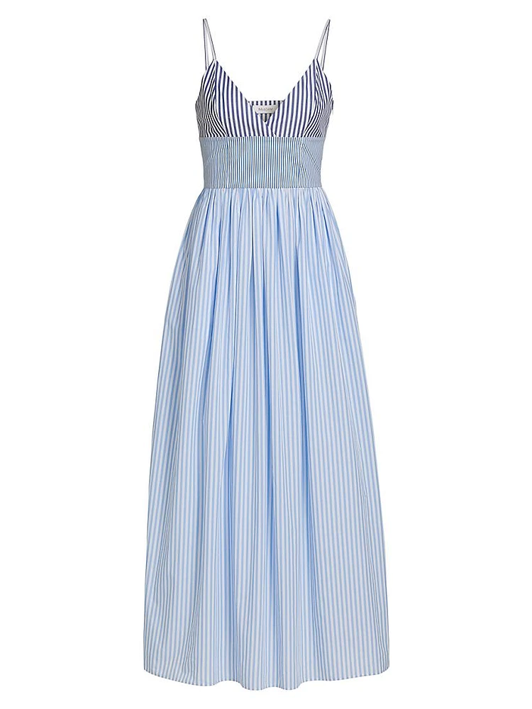 Striped Cotton Poplin A-Line Midi Dress