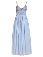 Striped Cotton Poplin A-Line Midi Dress