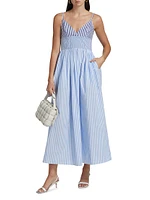 Striped Cotton Poplin A-Line Midi Dress