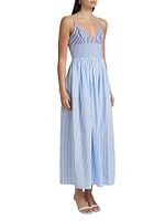 Striped Cotton Poplin A-Line Midi Dress