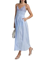 Striped Cotton Poplin A-Line Midi Dress