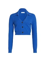 Cashmere Cropped Polo Cardigan