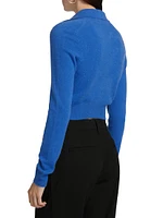 Cashmere Cropped Polo Cardigan