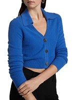 Cashmere Cropped Polo Cardigan