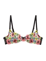 Azalea Floral Embroidery Underwire Demi Bra