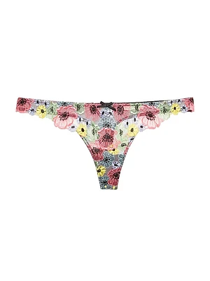 Azalea Embroidery Thong