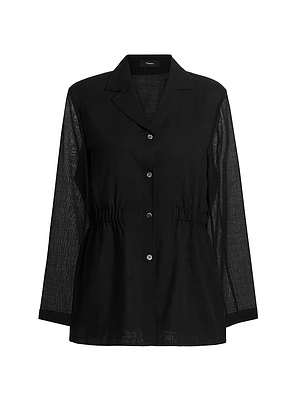 Cinched-Waist Wool-Blend Jacket