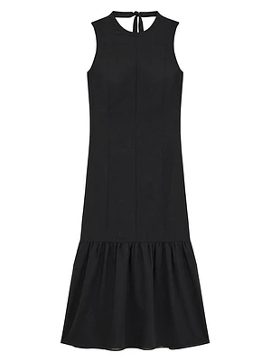 Tiered Tie Neck Midi-Dress