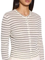 Striped Linen-Blend Crop Cardigan