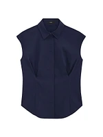 Cotton Cap-Sleeve Fitted Top