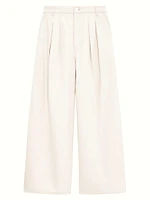 Double Pleated Denim Wide-Leg Pants