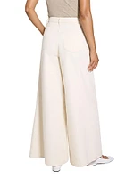 Double Pleated Denim Wide-Leg Pants