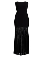 Semi-Sheer Strapless Maxi Dress