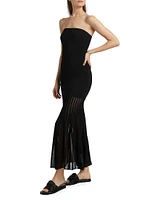 Semi-Sheer Strapless Maxi Dress