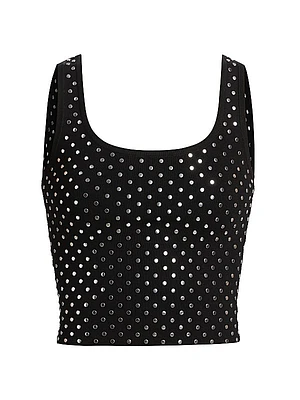 Studded Rib-Knit Crop Tank